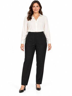Woolmaster Womens Wool Pleated Trousers Made In Italy Black Size 12
